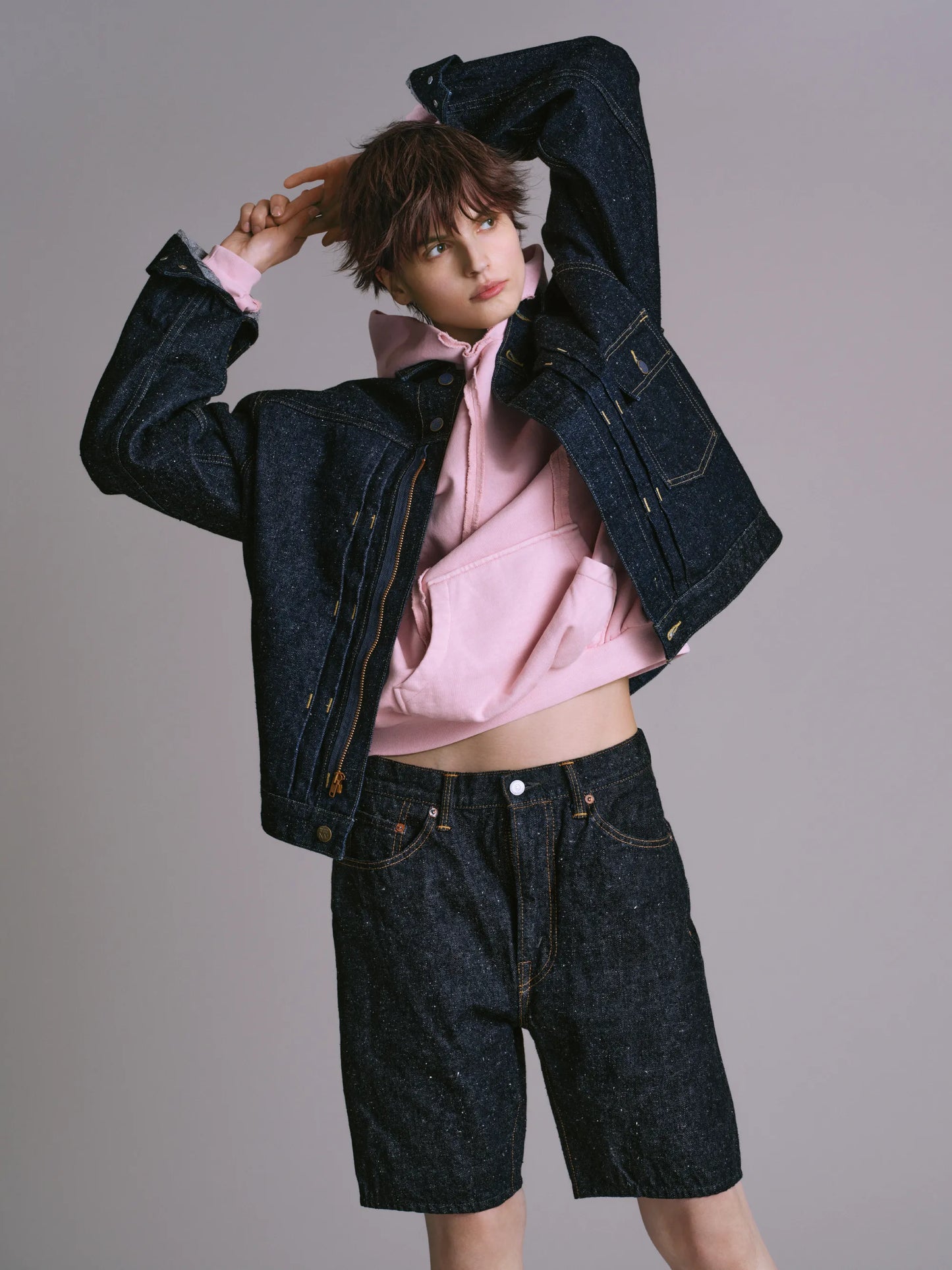 #004 LV DENIM SHORTS ONE-WASHED