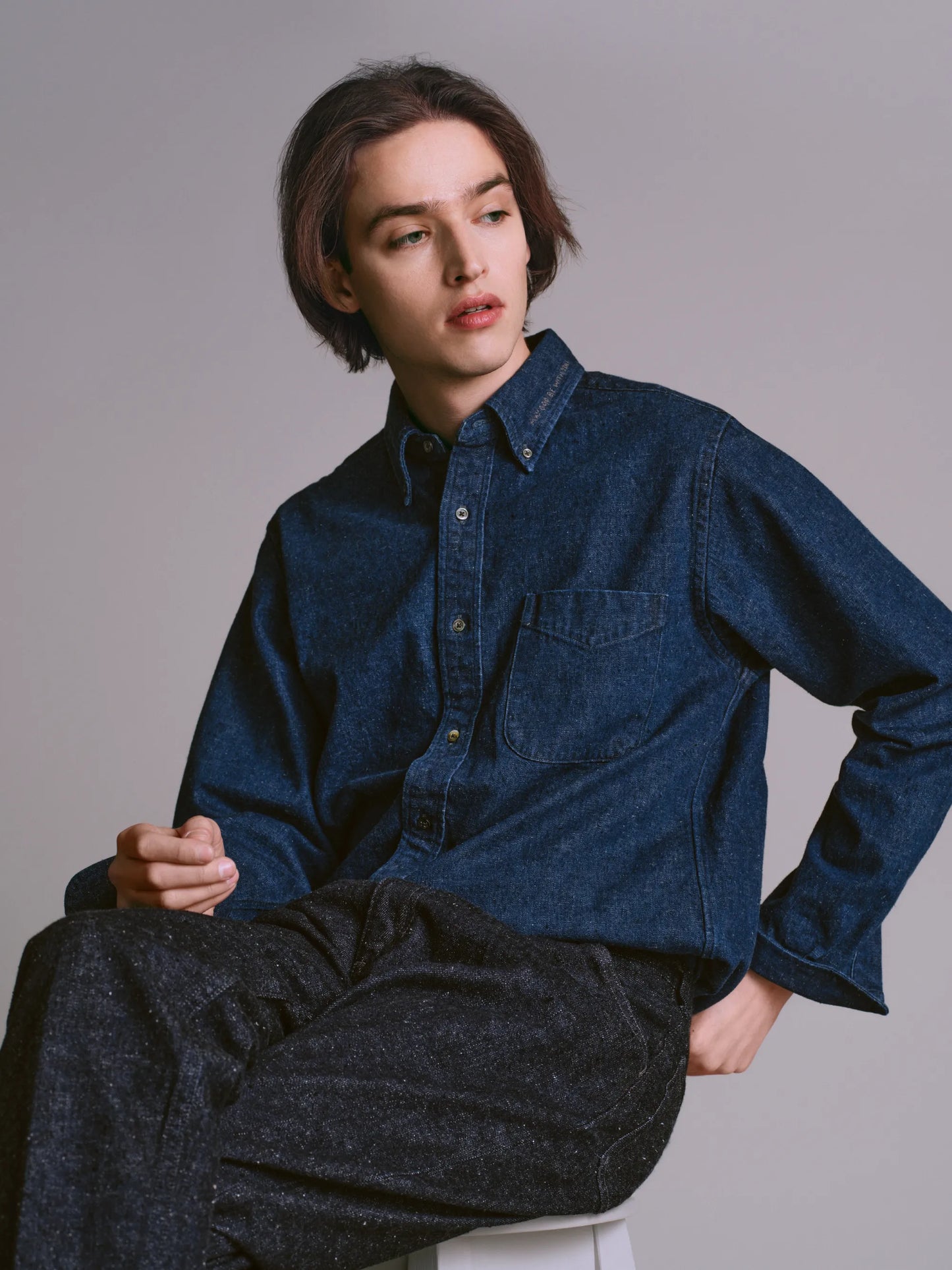 #020 BB POLO COLLAR SHIRTS IDG ONE-WASHED