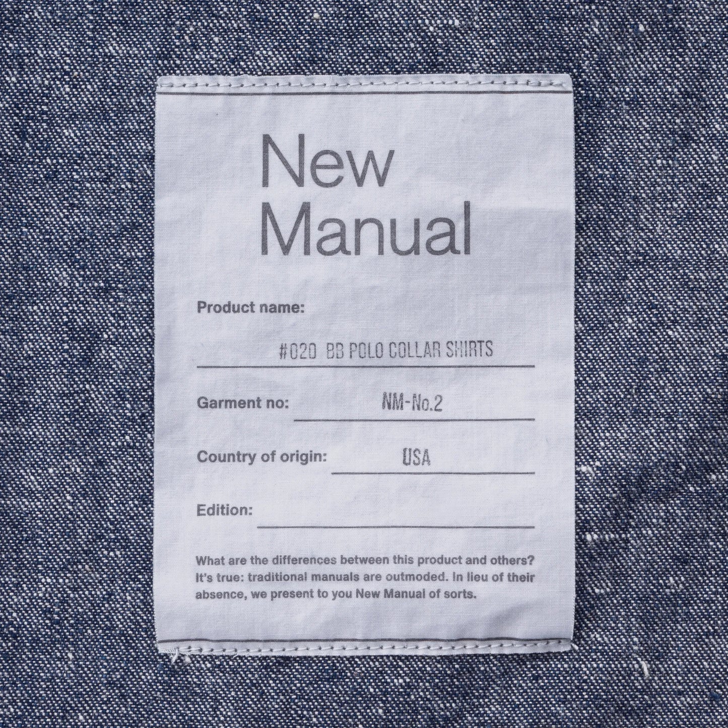 #020 BB POLO COLLAR SHIRTS OFF ONE-WASHED