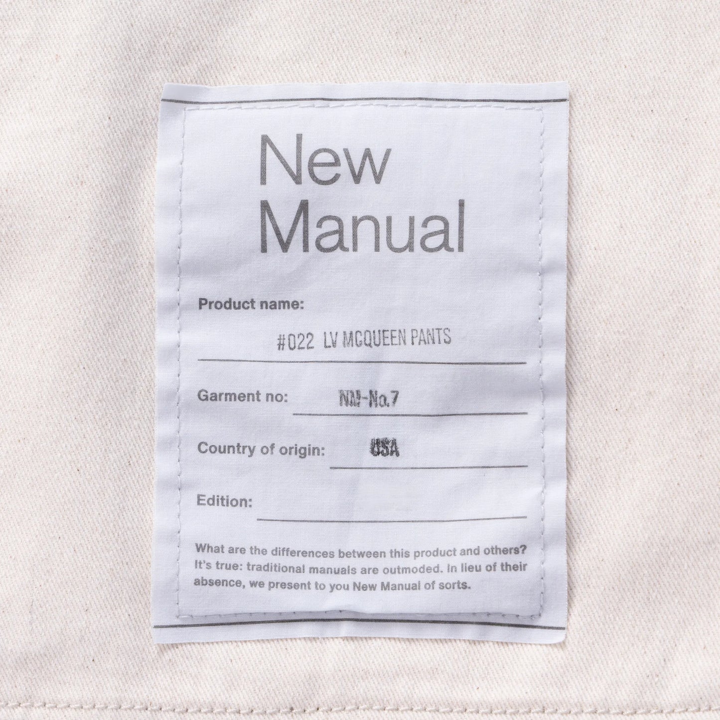 #022 LV MCQUEEN PANTS ONE-WASHED IDG