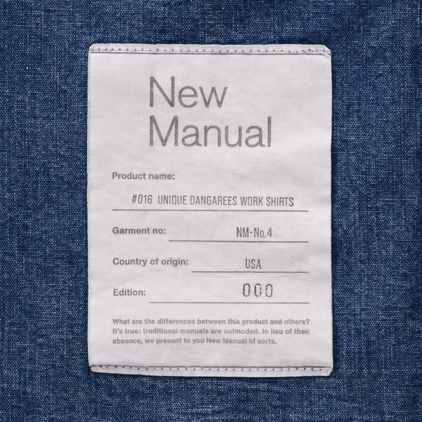 #016 UNIQUE DANGAREES WORK SHIRT