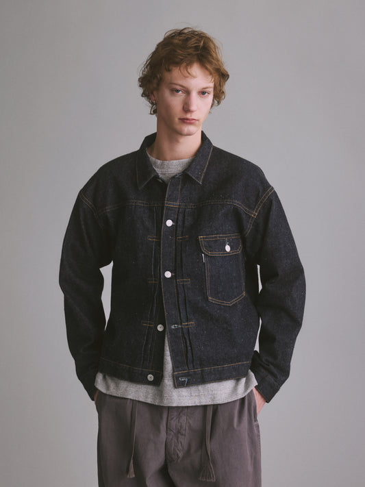 #001 T-BACK DENIM JACKET ONE-WASHED