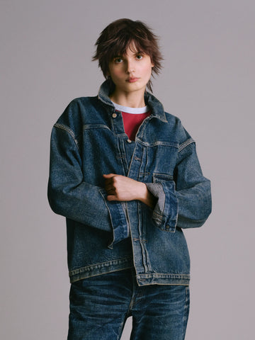 New Manual LV T-BACK DENIM JACKET BLEACH 012 LV 36's T-BACK New Manual LV T-BACK DENIM JACKET BLEACH 012 LV 36's T-BACK