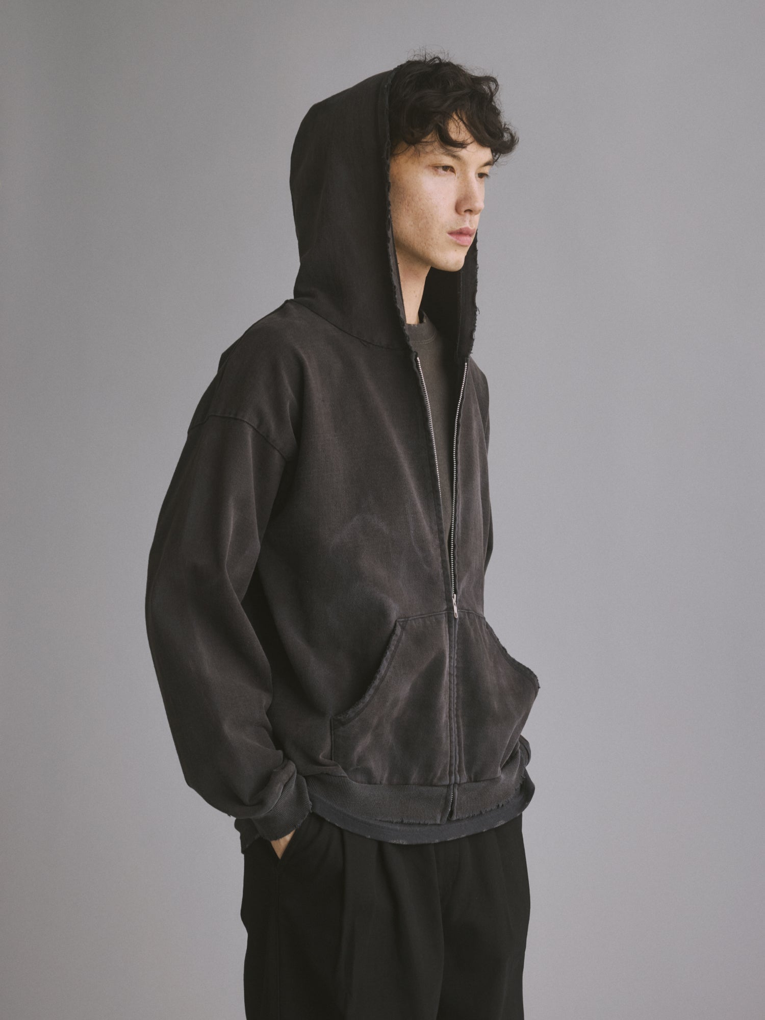 VINTAGE WASHED  ZIP HOODIE