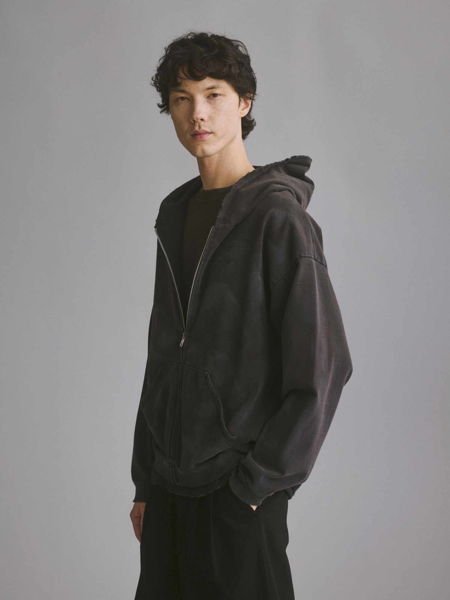 VINTAGE WASHED  ZIP HOODIE