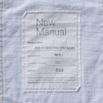 023 LV T-BACK DENIM JACKET BLEACH – New Manual 