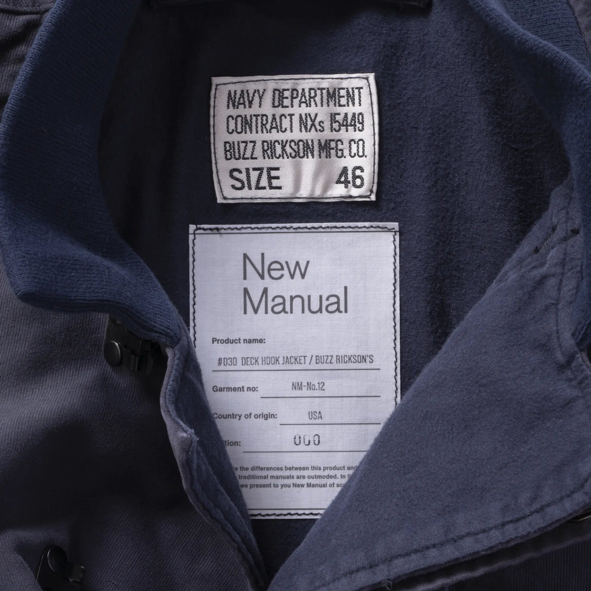 コ*ー様 New Manual #030 DECK HOOK JACKET 030 DECK HOOK JACKET/BUZZ RICKSON'S – New Manual