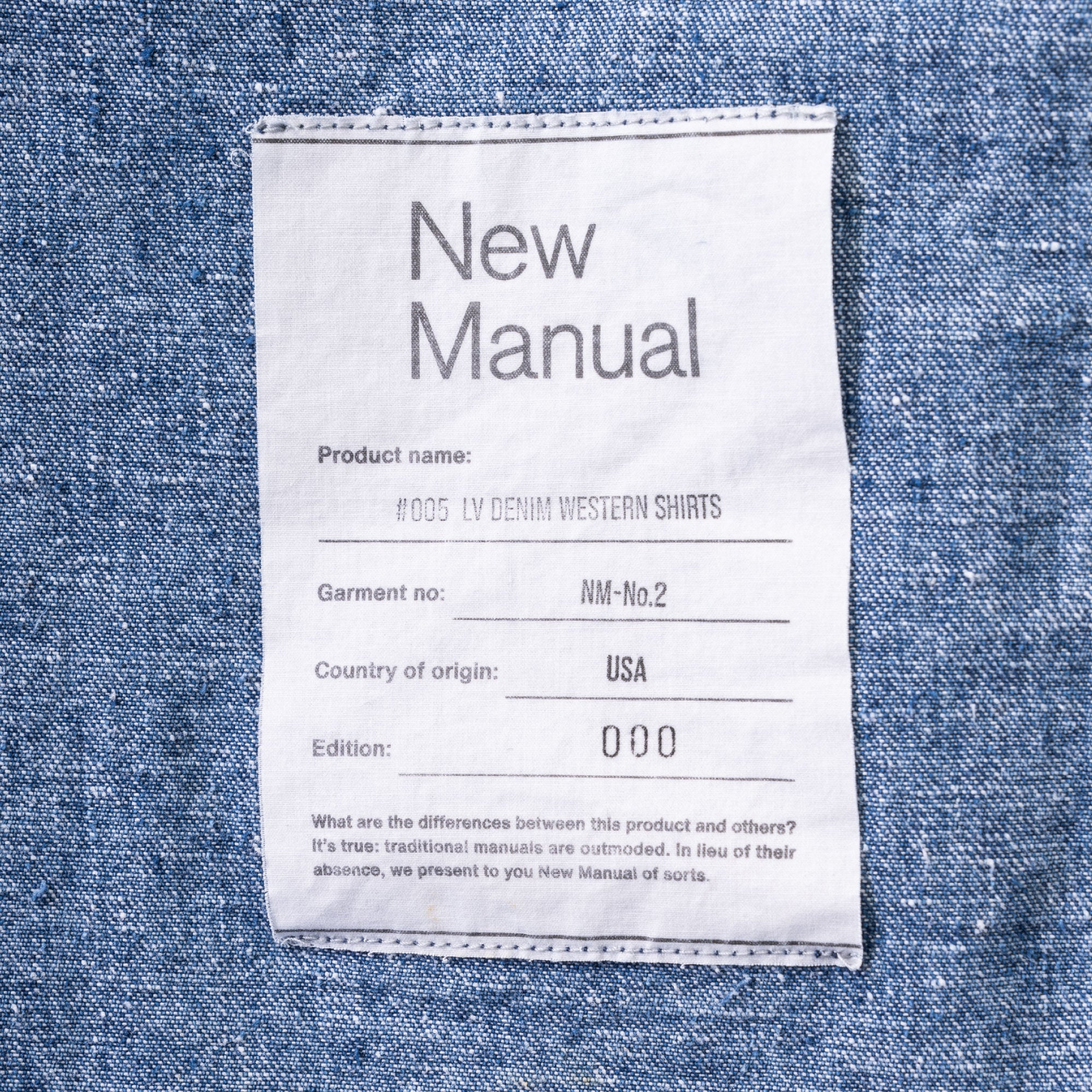 New Manual #005 LV DENIM WESTERN SHIRTS005とする