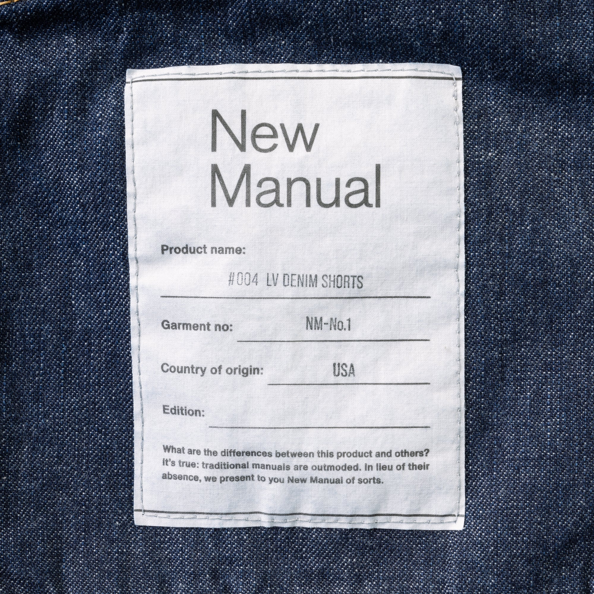 004 LV DENIM SHORTS ONE-WASHED – New Manual